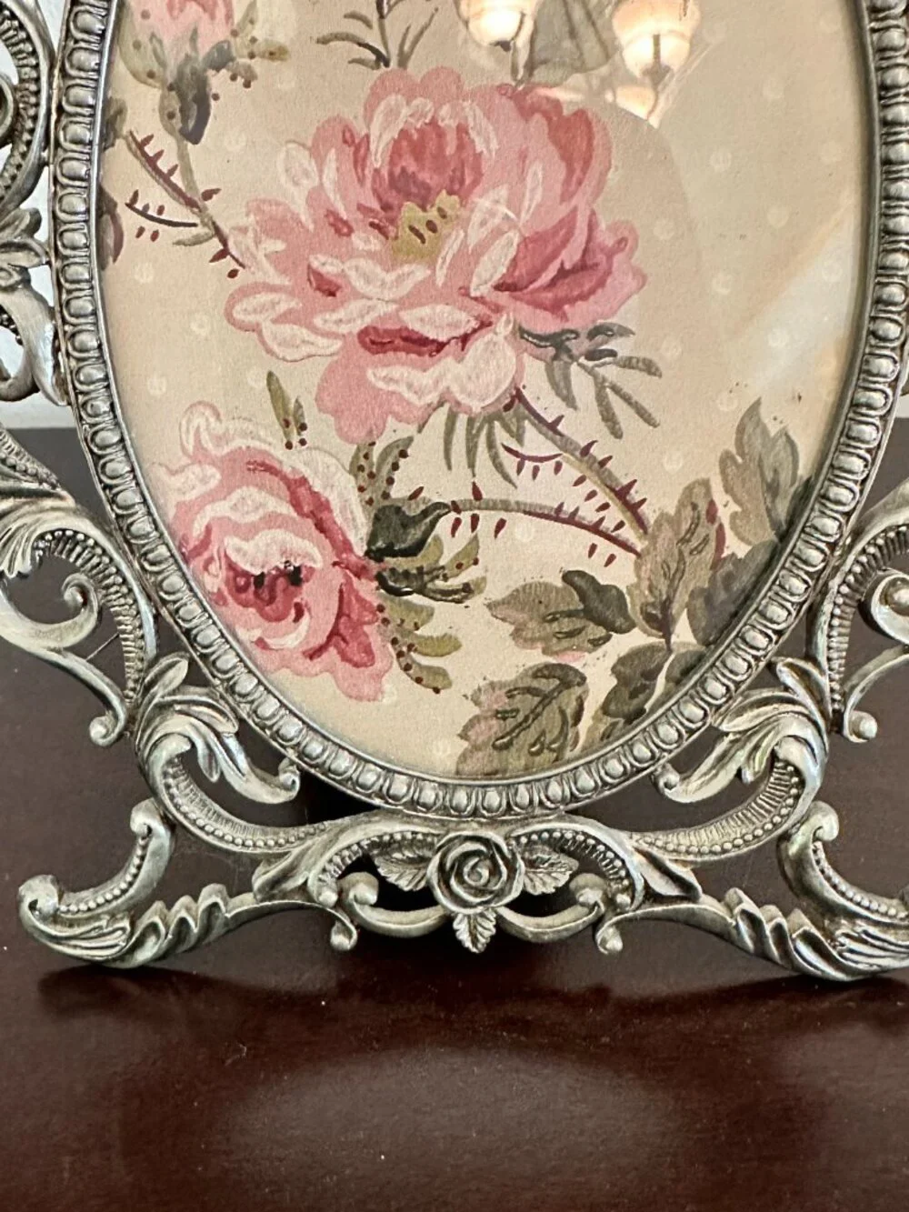Vintage Oval Ornate Easel Picture Floral Frame Rococo